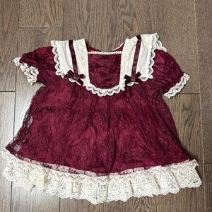 Vintage GUINNESSAX Burgundy Lace Kids Dress size 12M